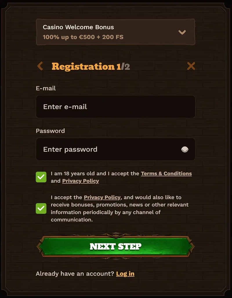 How to register at Fatpirate casino